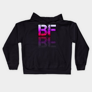 BF Boyfriend - Graphic Typography - Funny Humor Sarcastic Slang Saying - Pink Gradient Kids Hoodie